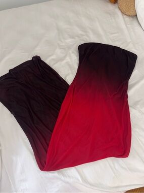 Fashion Nova Black Strapless Ombre Dress